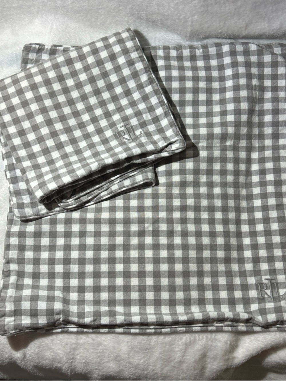 Ralph Lauren Vintage Set Of 4 Throw/sham Pillow cover Gray-white  19x18” Cotton
